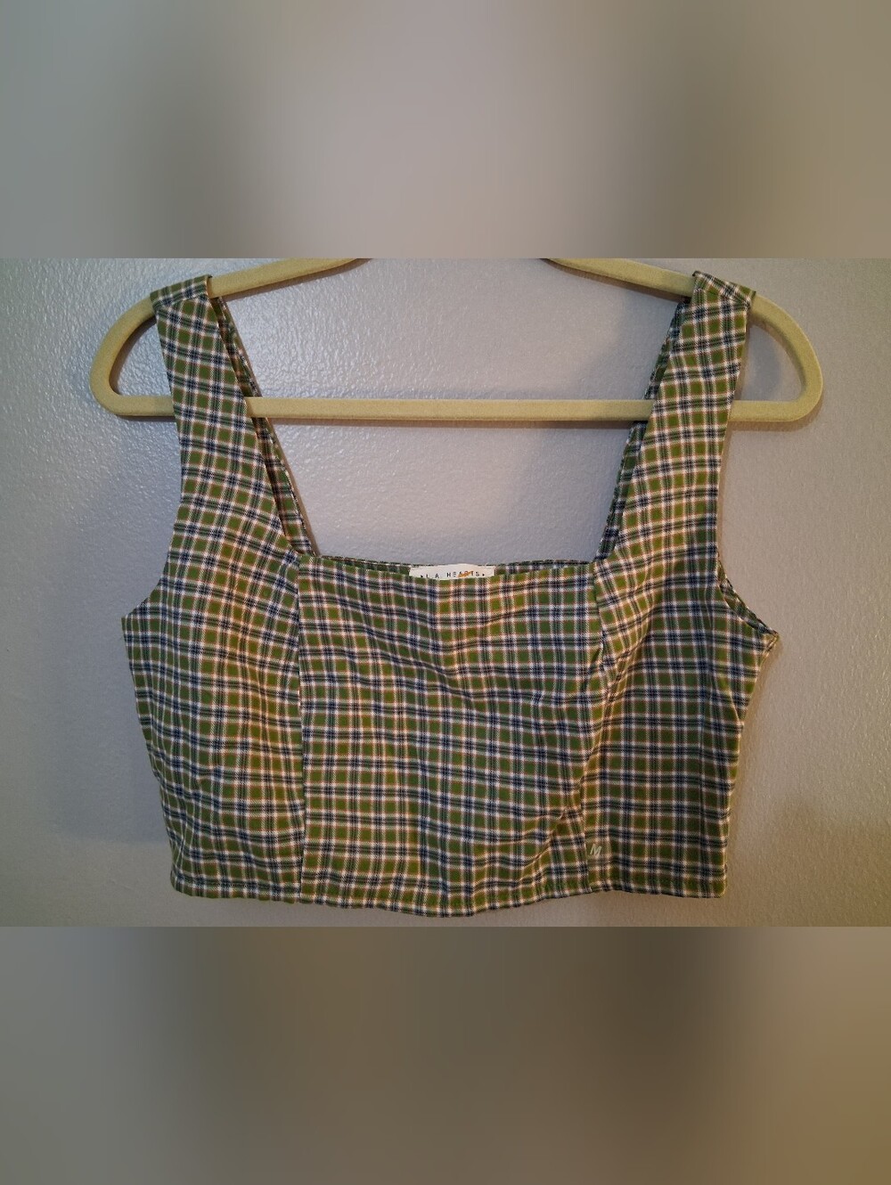 LA Hearts Crop Corset Plaid Top Size M